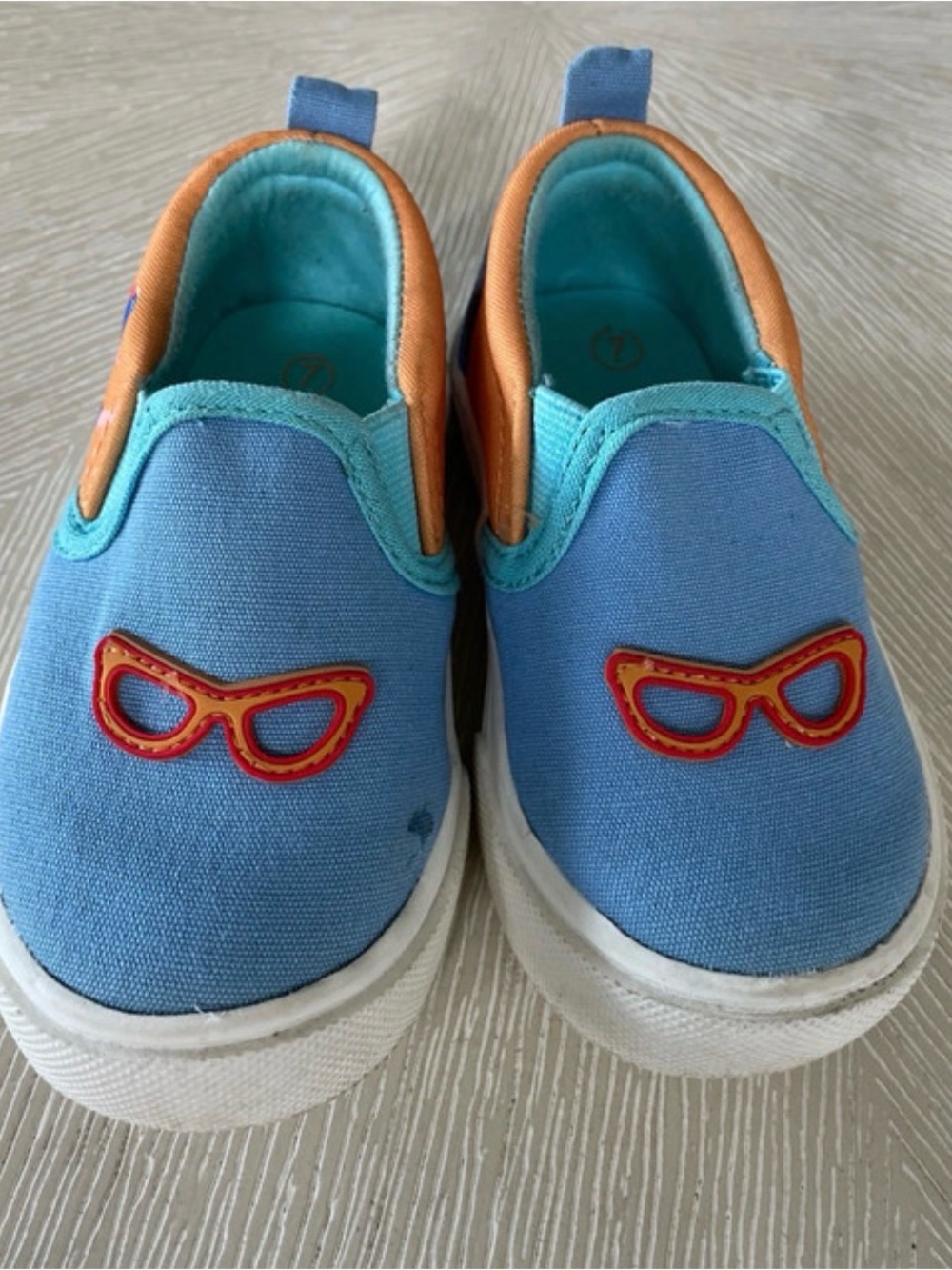 Blippi Toddlers Light Blue Slip-On Sneakers with Orange Accent